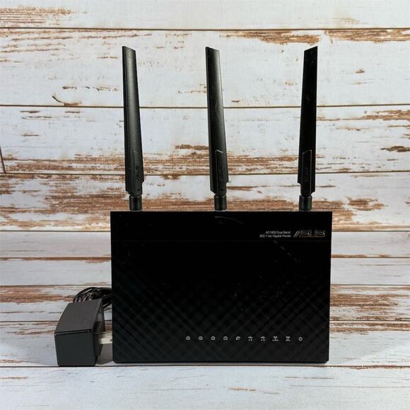 ASUS Dual-Band Wireless Router AC1900 4 LAN Ports Gaming Black - Picture 1 of 4